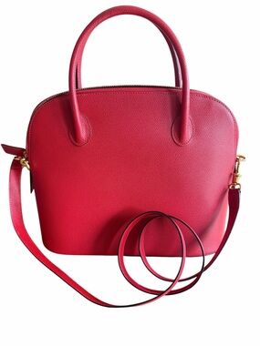 Celine Red Dome Satchel with Crossbody Strap
